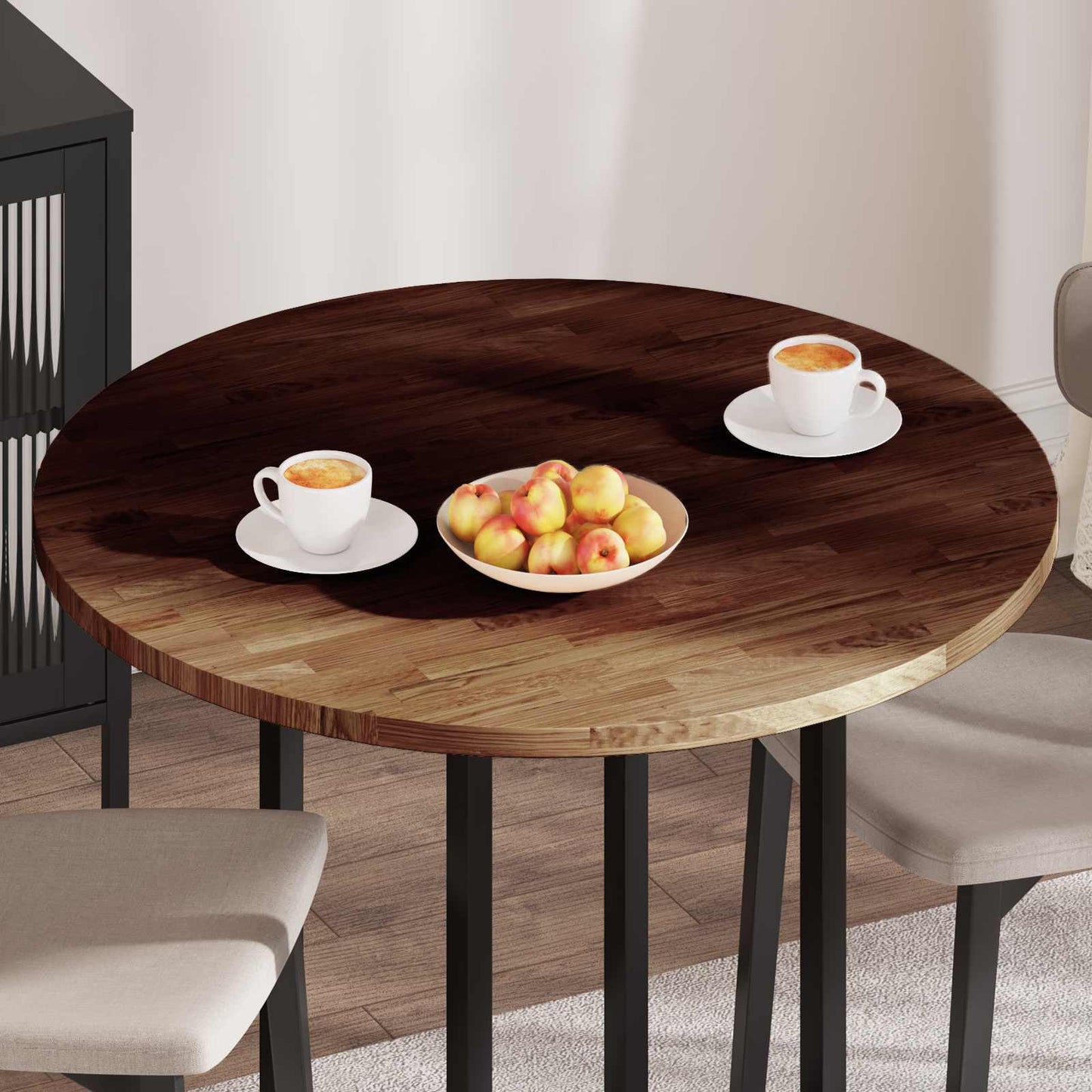 vidaXL Tischplatte Dunkelbraun Ø 90 x 2,5 cm Massivholz Eiche
