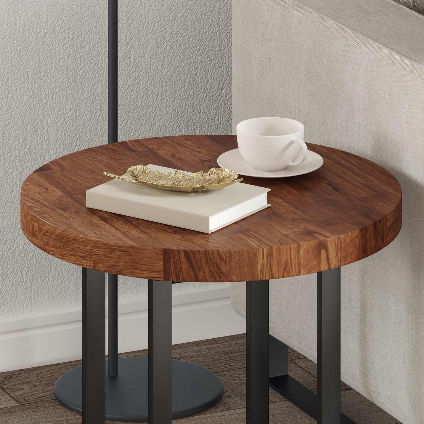 vidaXL Tischplatte Hellbraun Ø 50 x 4 cm Massivholz Eiche