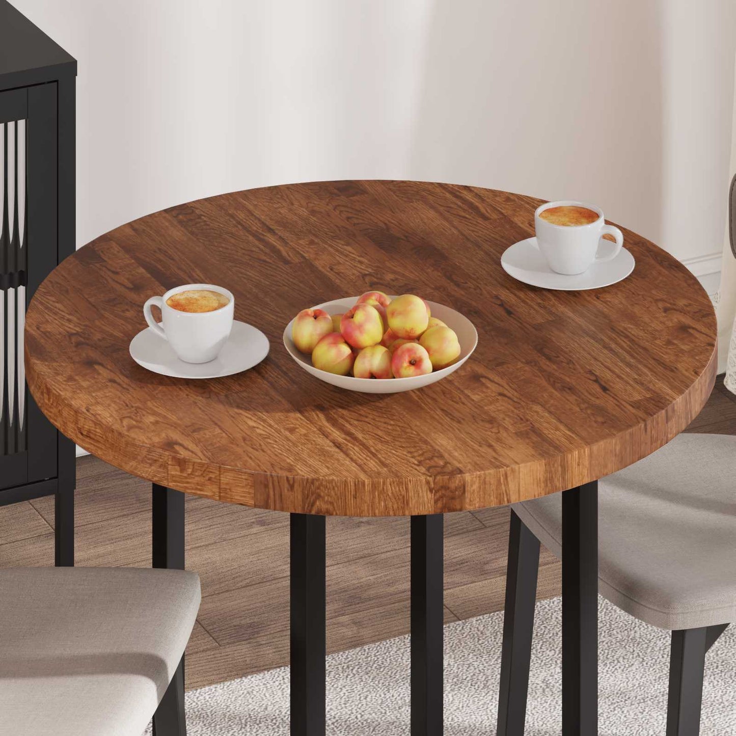 vidaXL Tischplatte Hellbraun Ø 80 x 4 cm Massivholz Eiche
