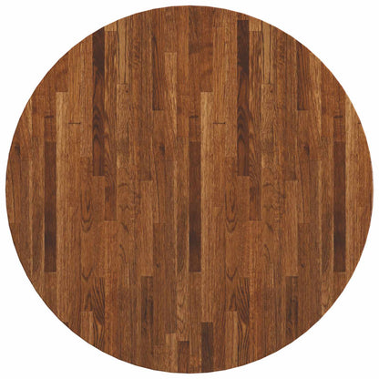 vidaXL Tischplatte Hellbraun Ø 80 x 4 cm Massivholz Eiche