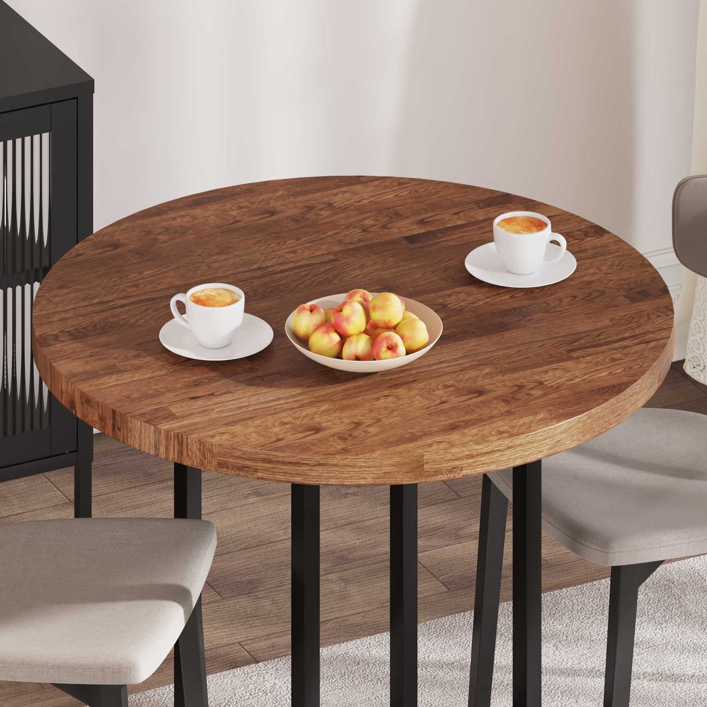 vidaXL Tischplatte Hellbraun Ø 90 x 4 cm Massivholz Eiche