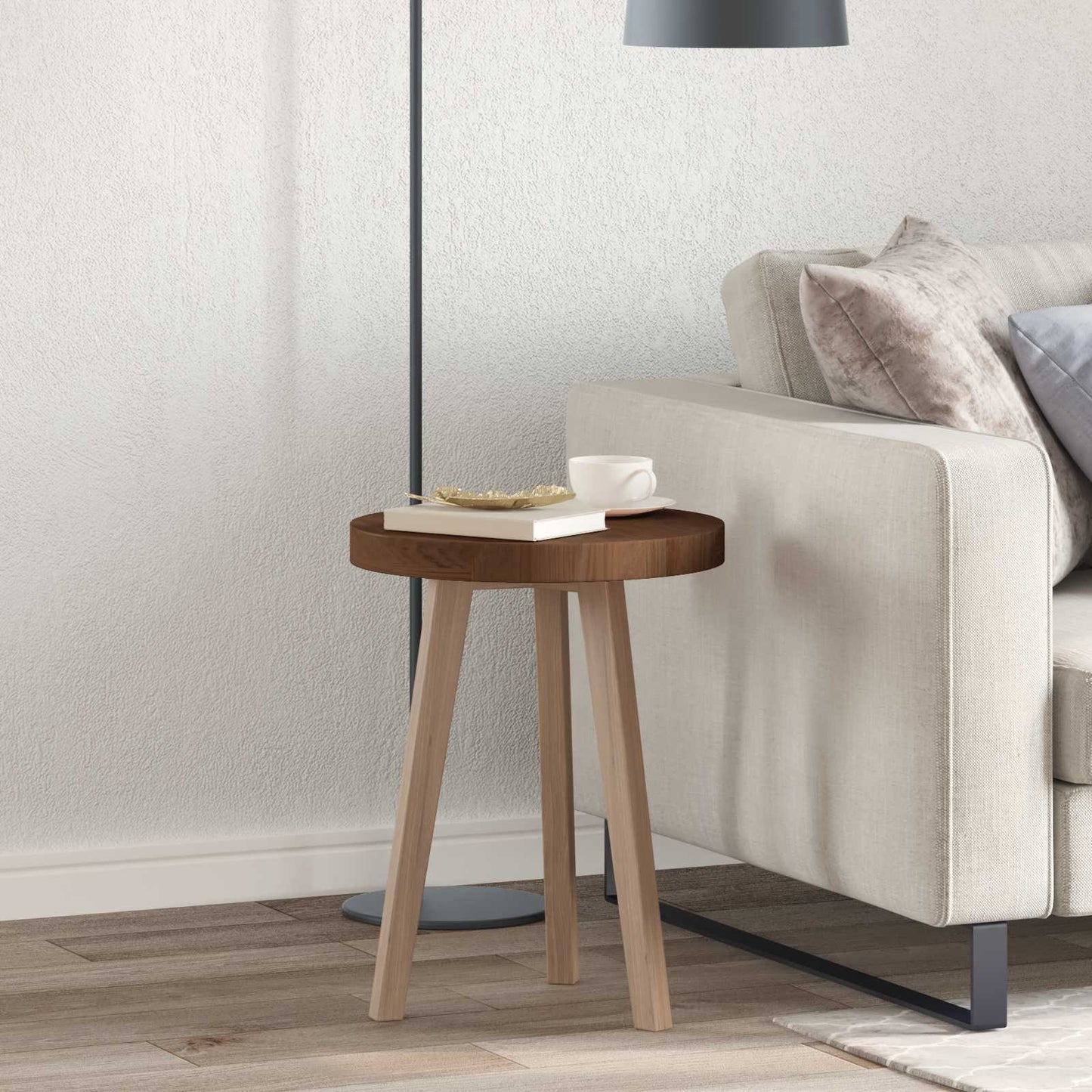 vidaXL Tischplatte Dunkelbraun Ø 40 x 4 cm Massivholz Eiche
