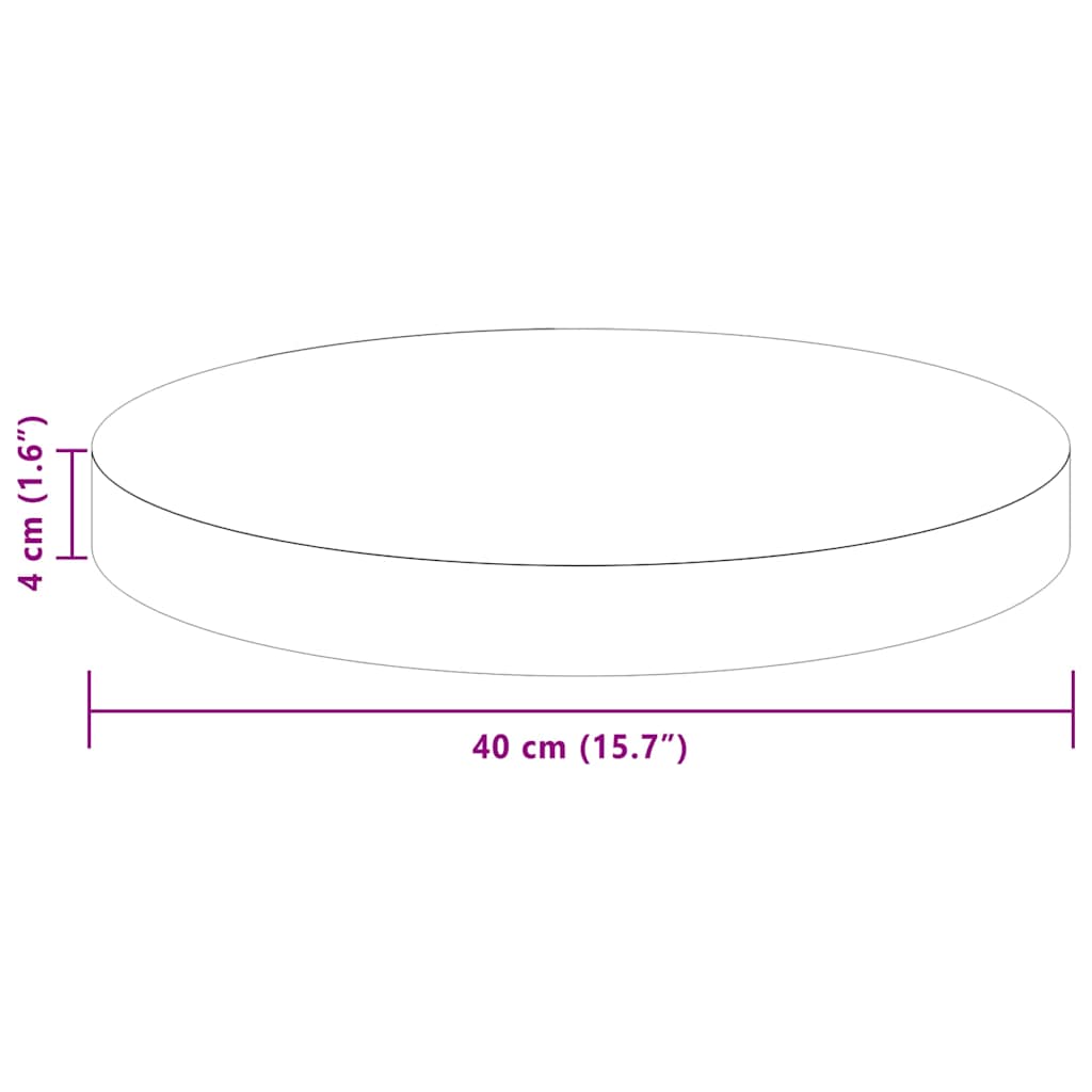 vidaXL Tischplatte Dunkelbraun Ø 40 x 4 cm Massivholz Eiche