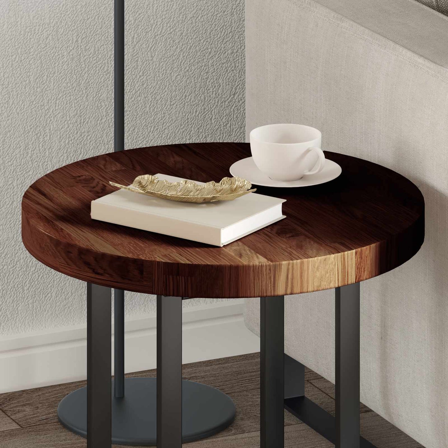 vidaXL Tischplatte Dunkelbraun Ø 50 x 4 cm Massivholz Eiche
