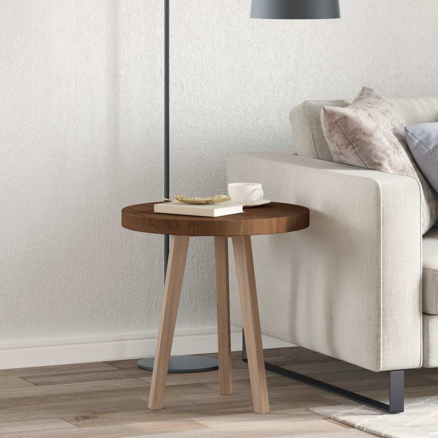 vidaXL Tischplatte Dunkelbraun Ø 50 x 4 cm Massivholz Eiche