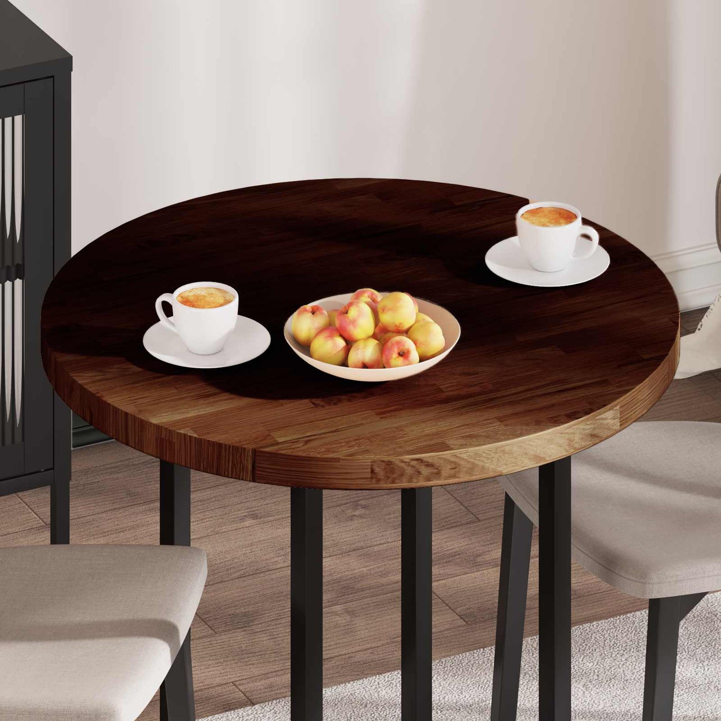 vidaXL Tischplatte Dunkelbraun Ø 80 x 4 cm Massivholz Eiche
