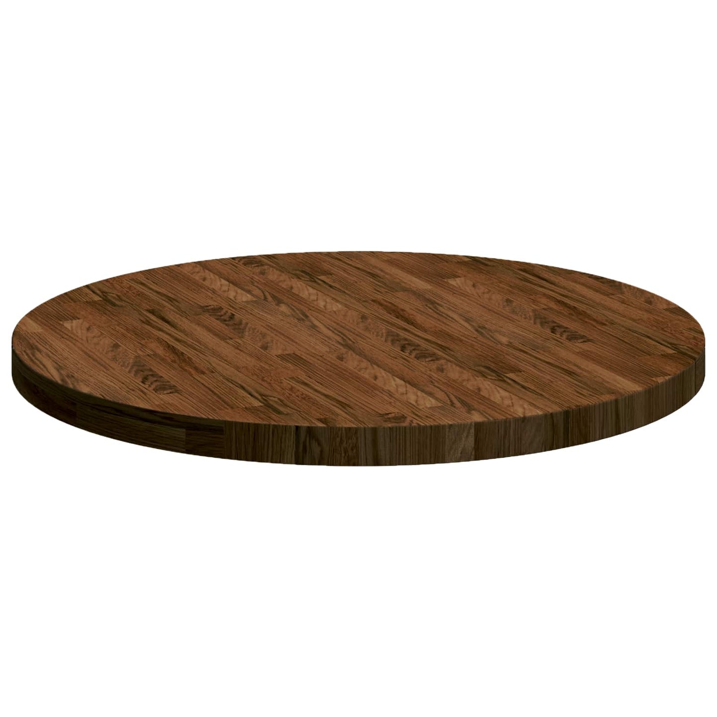 vidaXL Tischplatte Dunkelbraun Ø 80 x 4 cm Massivholz Eiche