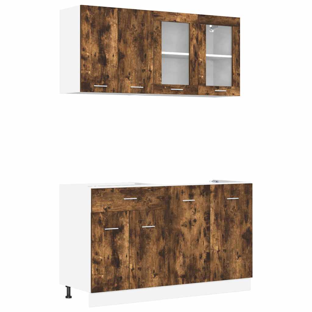 vidaXL Küchenschrank-Set mit Schubladen Lyon 4 pcs Geräucherte Eiche