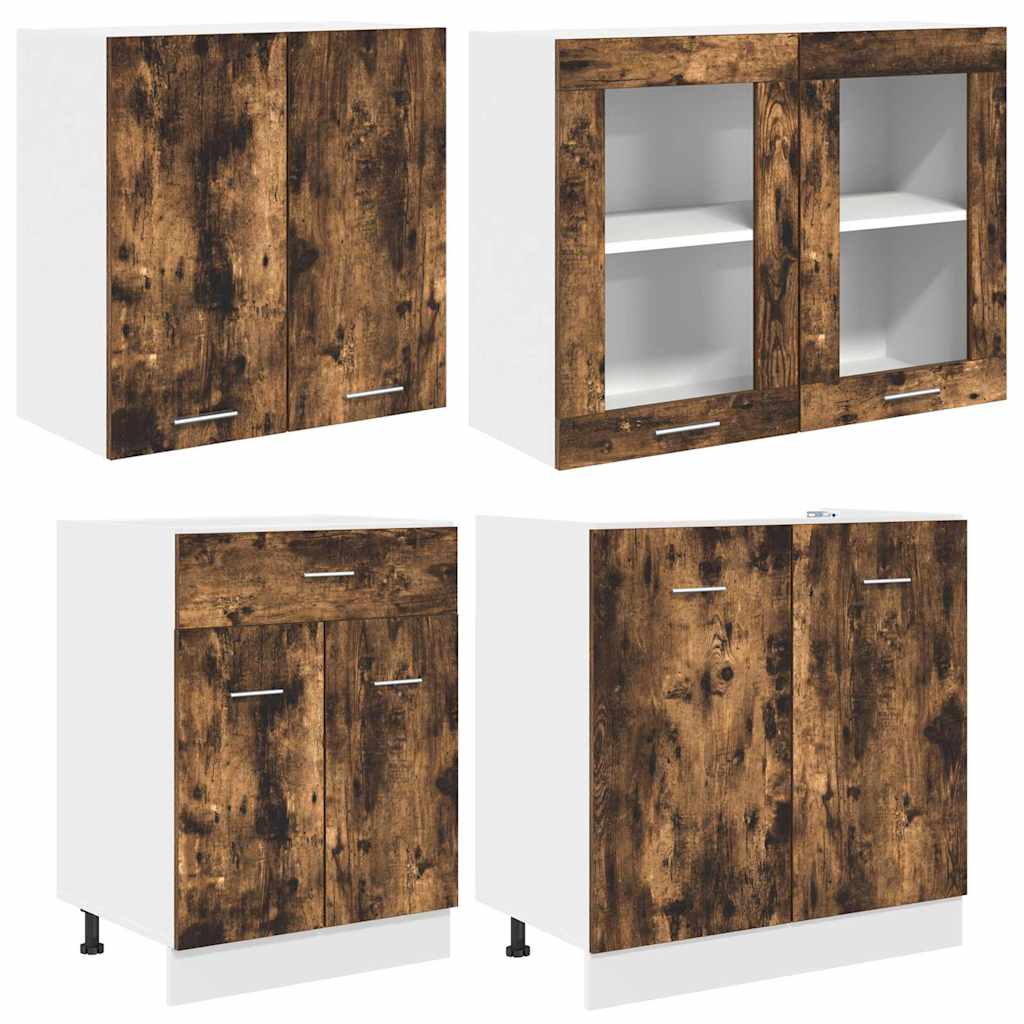 vidaXL Küchenschrank-Set mit Schubladen Lyon 4 pcs Geräucherte Eiche