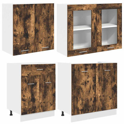 vidaXL Küchenschrank-Set mit Schubladen Lyon 4 pcs Geräucherte Eiche