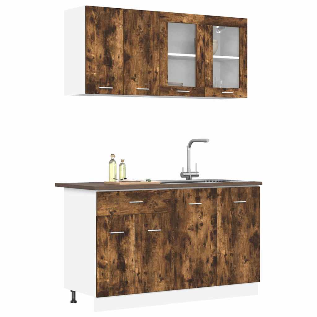 vidaXL Küchenschrank-Set mit Schubladen Lyon 4 pcs Geräucherte Eiche