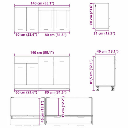 vidaXL Küchenschrank-Set mit Schubladen Lyon 4 pcs Geräucherte Eiche