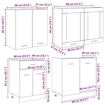 vidaXL Küchenschrank-Set mit Schubladen Lyon 4 pcs Geräucherte Eiche