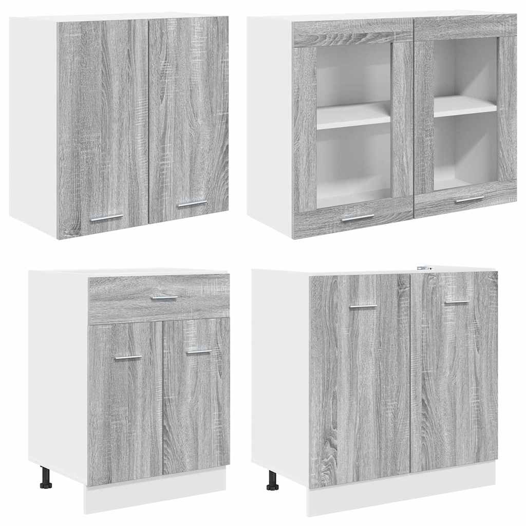 vidaXL Küchenschrank-Set Lyon 4 pcs Grau Sonoma 140 x 46 x 81.5 cm