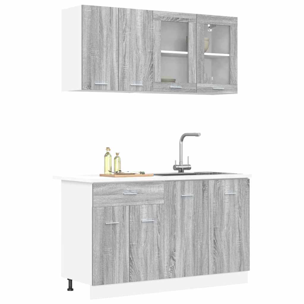 vidaXL Küchenschrank-Set Lyon 4 pcs Grau Sonoma 140 x 46 x 81.5 cm