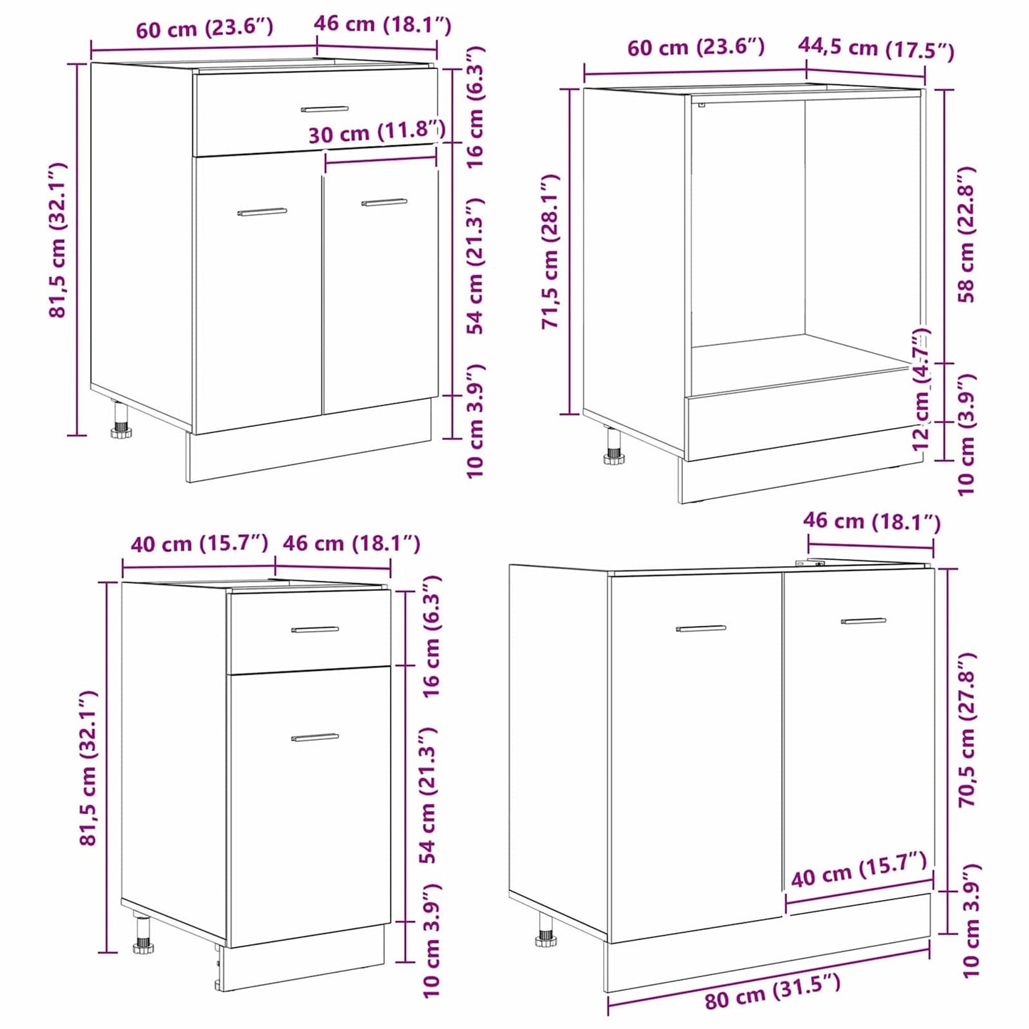 vidaXL Küchenschrank-Set mit Tür Lyon 8 pcs Räuchereiche Holzwerkstoff