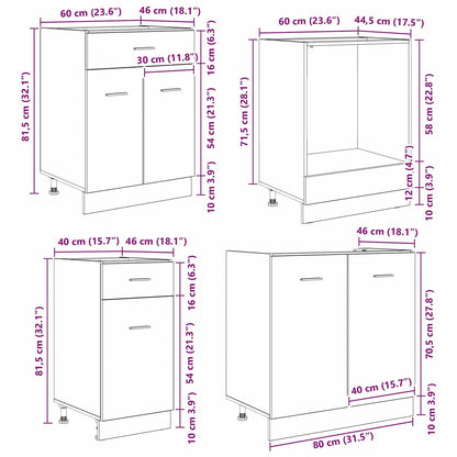 vidaXL Küchenschrank-Set mit Tür Lyon 8 pcs Räuchereiche Holzwerkstoff