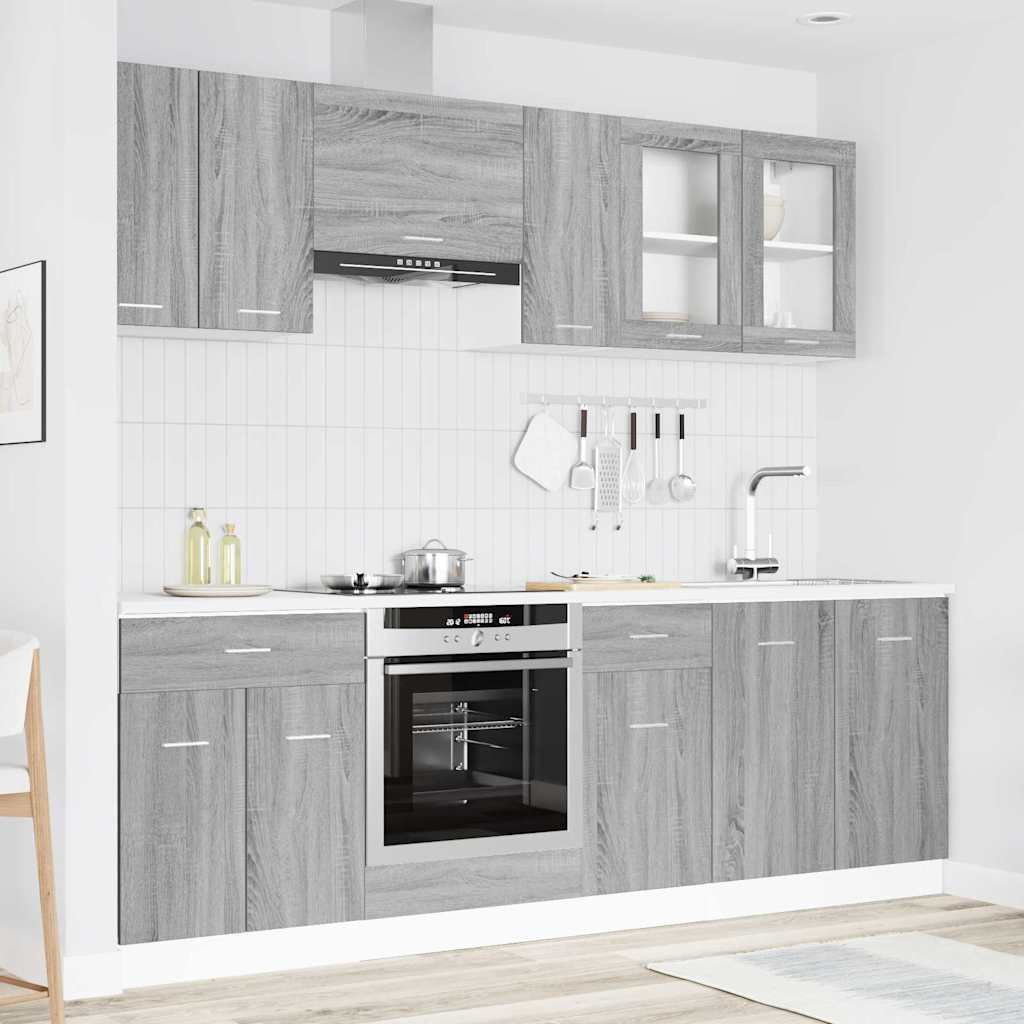 vidaXL Küchenschrank-Set Lyon 8 pcs Graues Sonoma Holzwerkstoff