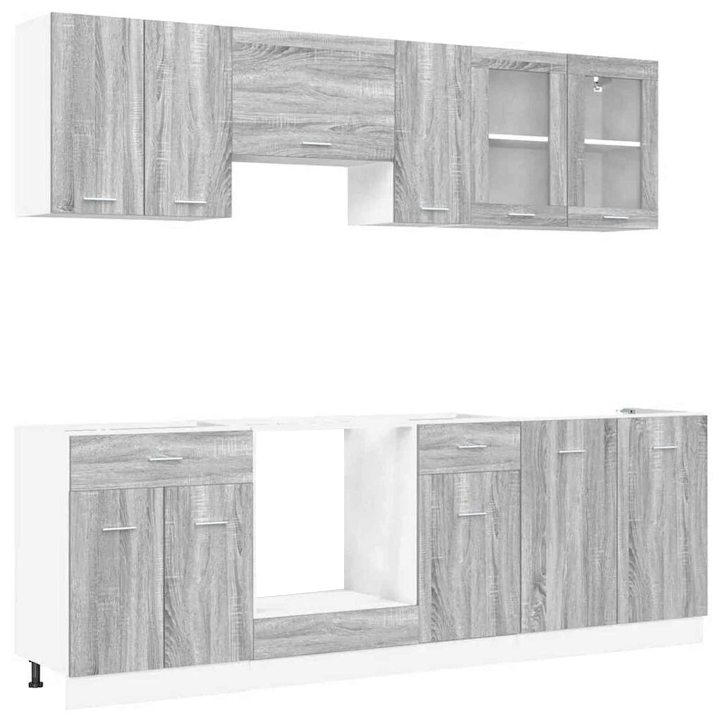 vidaXL Küchenschrank-Set Lyon 8 pcs Graues Sonoma Holzwerkstoff