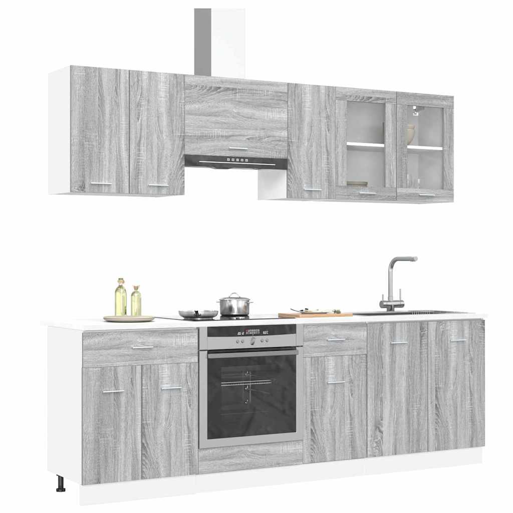 vidaXL Küchenschrank-Set Lyon 8 pcs Graues Sonoma Holzwerkstoff