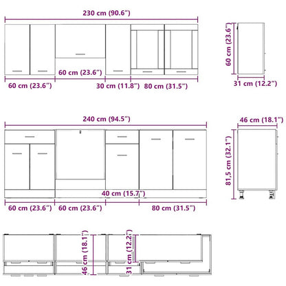 vidaXL Küchenschrank-Set Lyon 8 pcs Graues Sonoma Holzwerkstoff