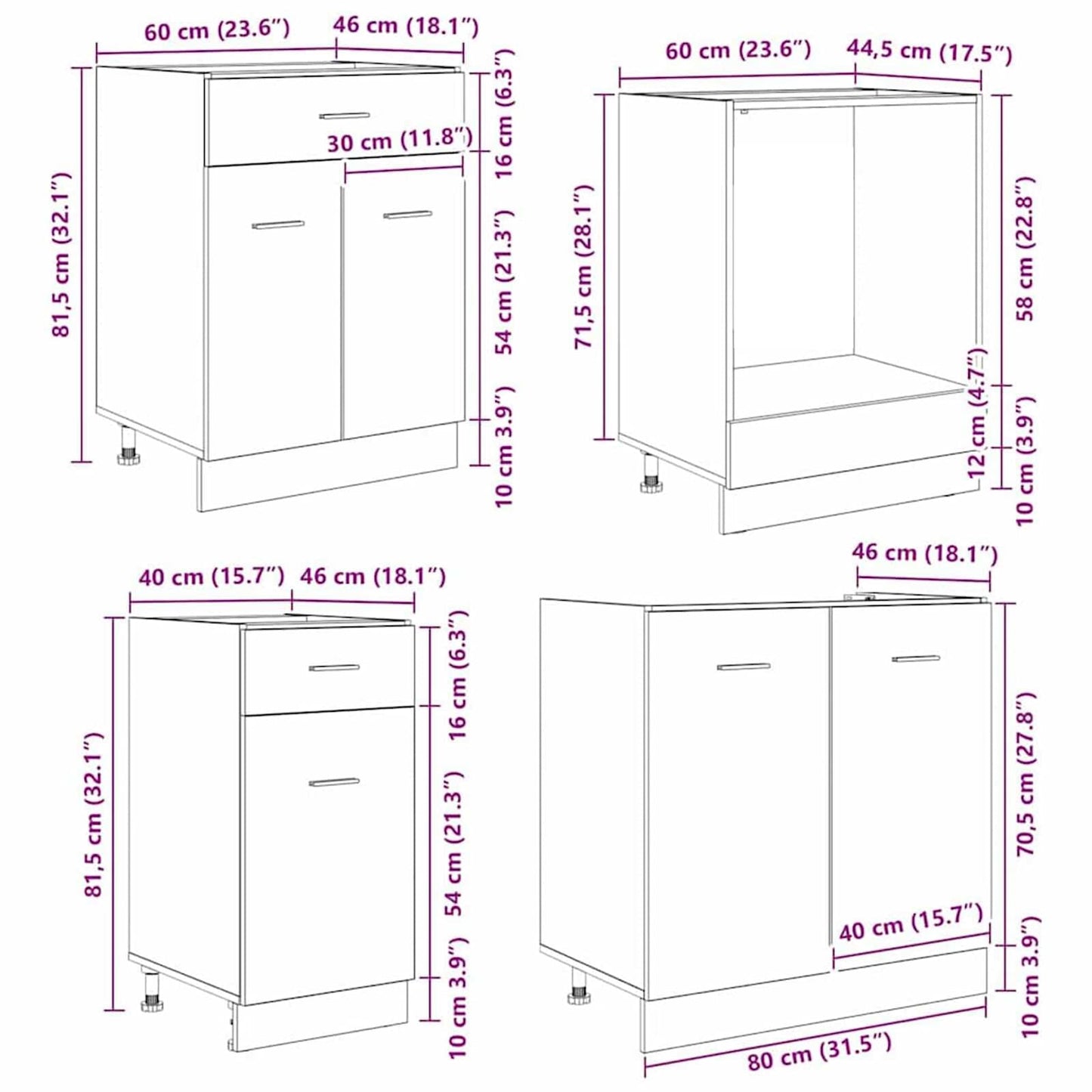 vidaXL Küchenschrank-Set Lyon 8 pcs Graues Sonoma Holzwerkstoff