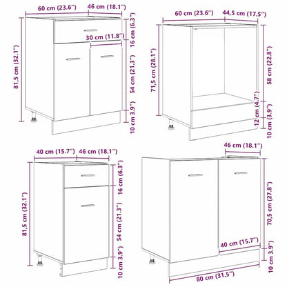 vidaXL Küchenschrank-Set Lyon 8 pcs Graues Sonoma Holzwerkstoff