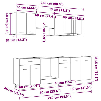 vidaXL Küchenschrank-Set Lyon 8 pcs Graues Sonoma Holzwerkstoff