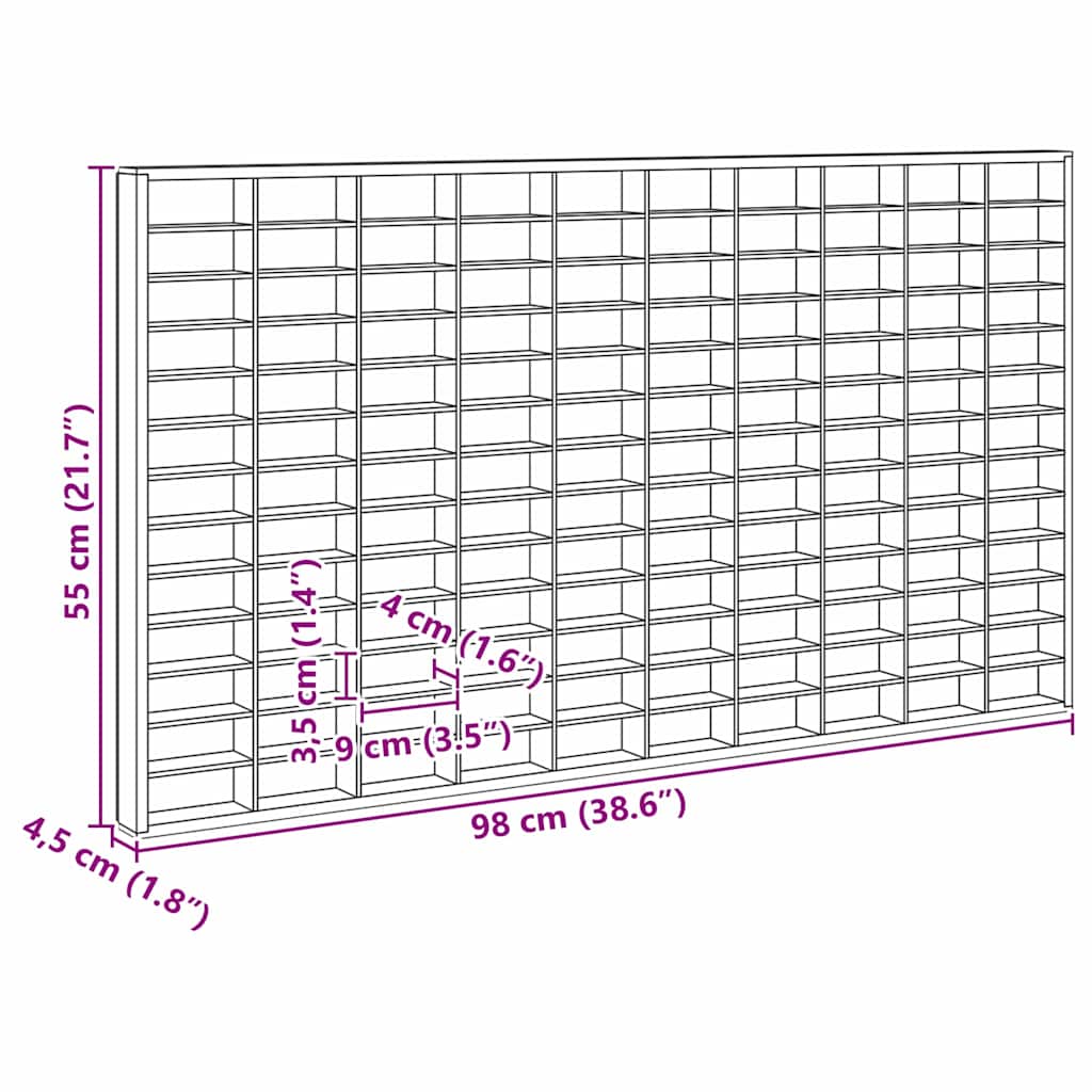 Wanddisplay-Case mit Regal Beige 98 x 4,5 x 55 cm Holzwerkstoff