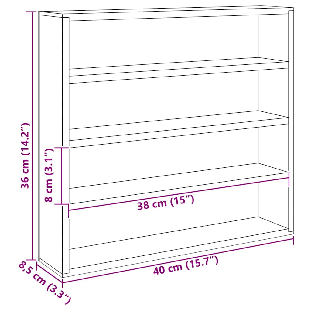 vidaXL Wanddisplay-Case mit Regal Beige 40 x 8,5 x 37 cm Holzwerkstoff
