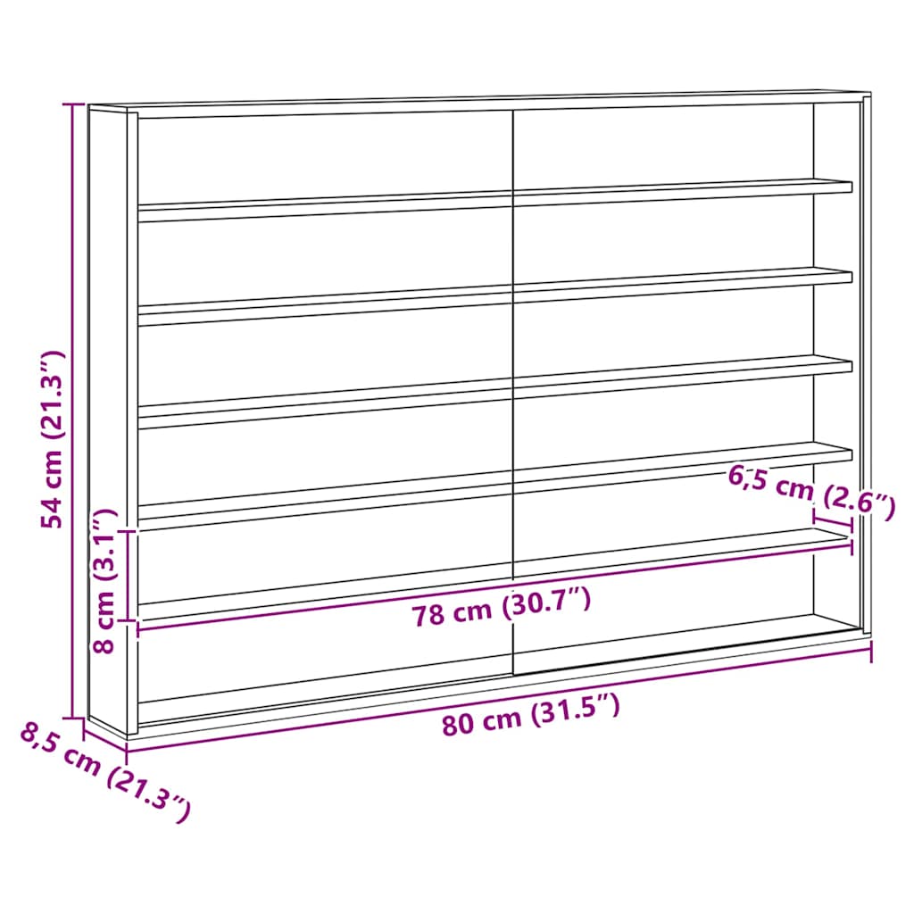 vidaXL Wanddisplay-Case mit Regal Beige 80 x 8,5 x 54 cm Sperrholz