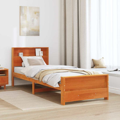 Bettrahmen mit Kopfteil Wachsbraun 90 x 200 cm Holzwerkstoff