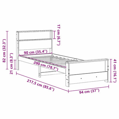 Bettrahmen mit Kopfteil Wachsbraun 90 x 200 cm Holzwerkstoff