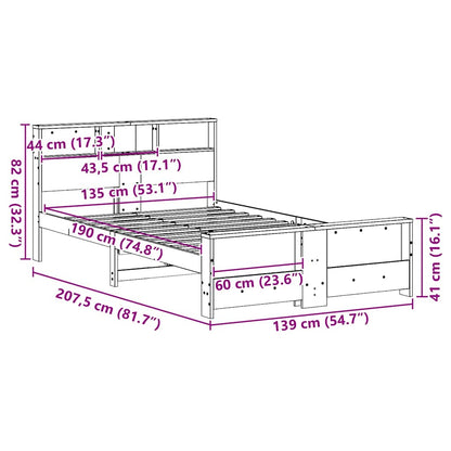 Bettrahmen mit Kopfteil Weiß 135 x 190 cm Holzwerkstoff