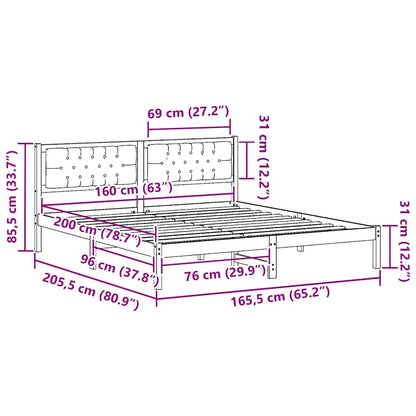 Bettrahmen Schwarz 160 x 200 cm Massives Kiefernholz