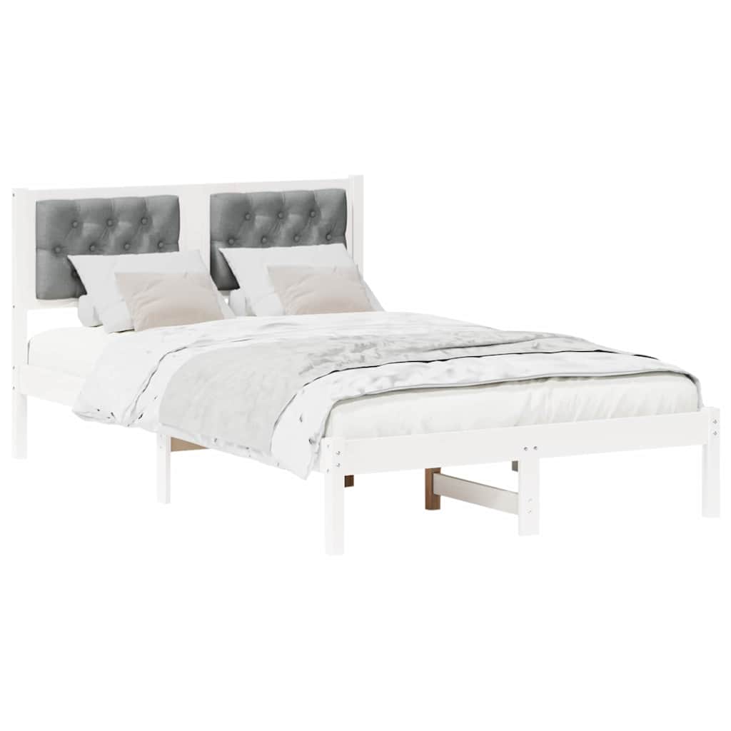 Bettrahmen Hellgrau 135 x 190 cm Massives Kiefernholz