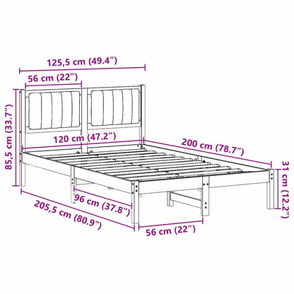 Bettgestell mit gepolstertem Kopfteil Schwarz 120 x 200 cm