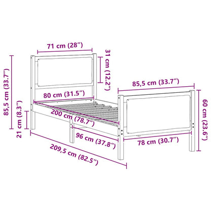 Bettrahmen mit Kopfteil Schwarz 80 x 200 cm Stoff