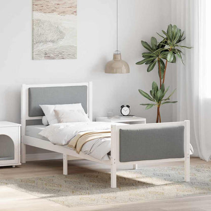 Bettrahmen mit Kopfteil Hellgrau 75 x 190 cm Stoff