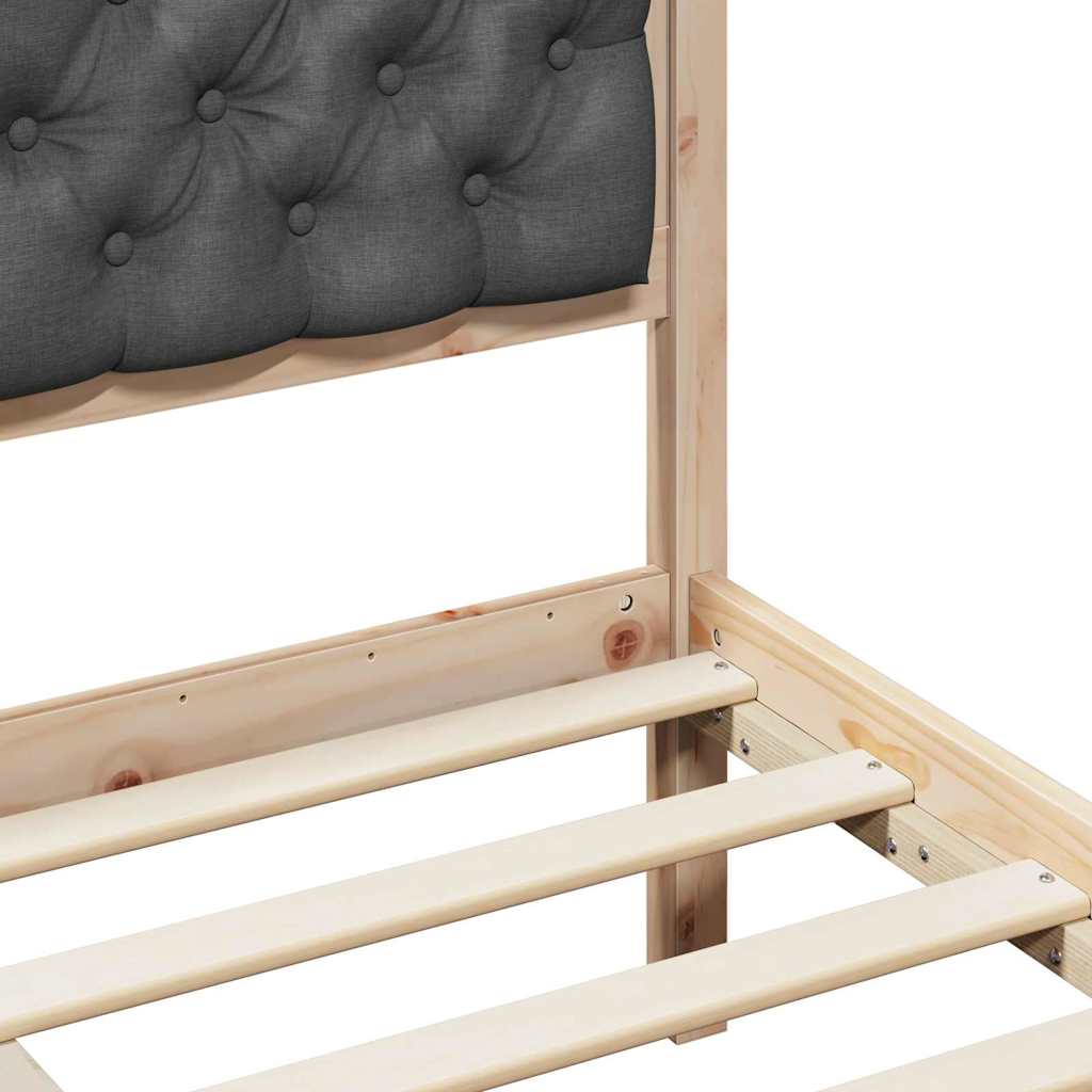 vidaXL Bettrahmen Dunkelgrau 135 x 190 cm Massives Kiefernholz