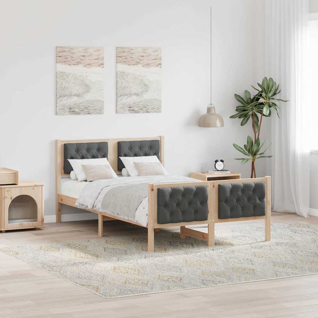 vidaXL Bettrahmen Dunkelgrau 135 x 190 cm Massives Kiefernholz