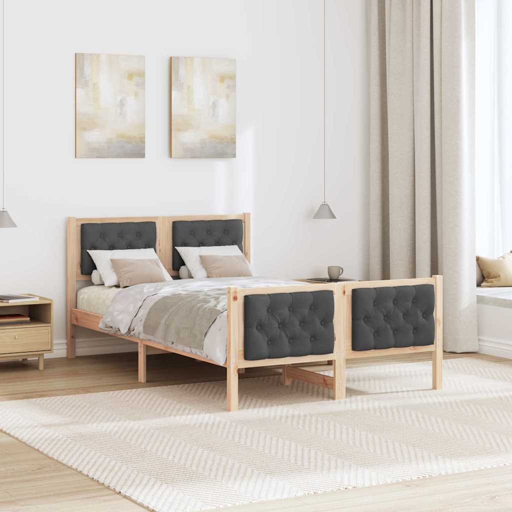 vidaXL Bettrahmen Dunkelgrau 135 x 190 cm Massives Kiefernholz