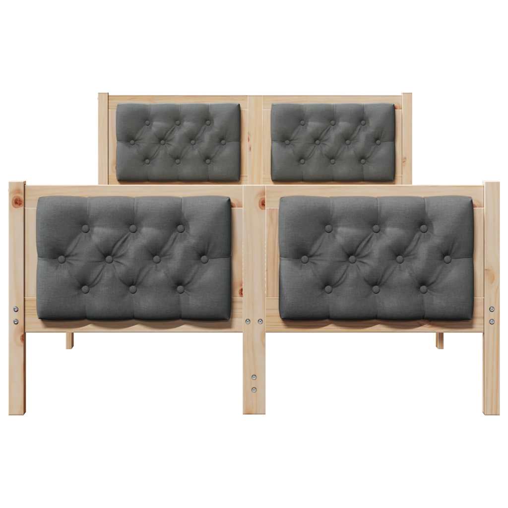vidaXL Bettrahmen Dunkelgrau 135 x 190 cm Massives Kiefernholz