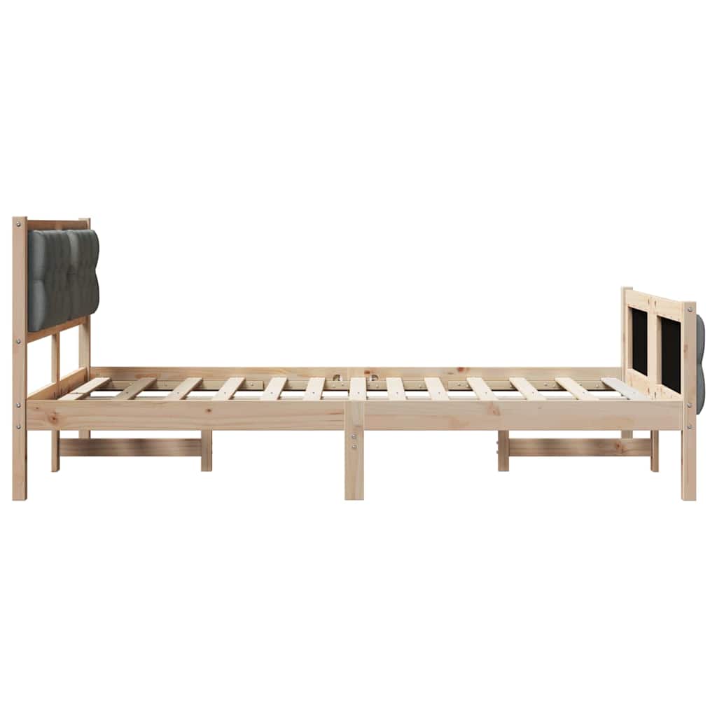 vidaXL Bettrahmen Dunkelgrau 135 x 190 cm Massives Kiefernholz