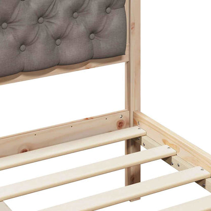 vidaXL Bettrahmen mit Kopfteil Taupe 135 x 190 cm Massives Kiefernholz