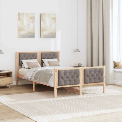 vidaXL Bettrahmen mit Kopfteil Taupe 135 x 190 cm Massives Kiefernholz