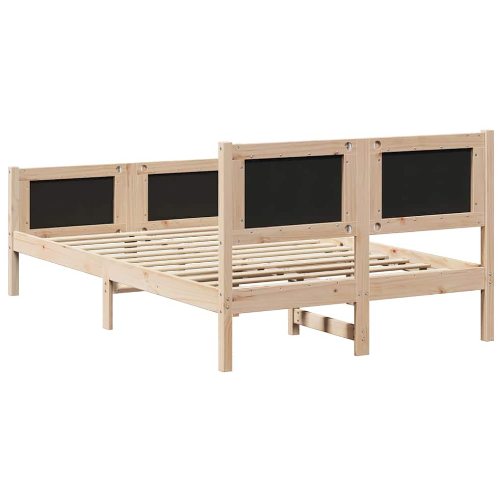 vidaXL Bettrahmen mit Kopfteil Taupe 135 x 190 cm Massives Kiefernholz