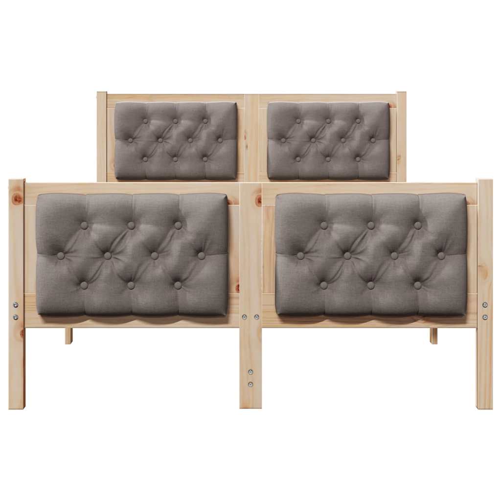 vidaXL Bettrahmen mit Kopfteil Taupe 135 x 190 cm Massives Kiefernholz