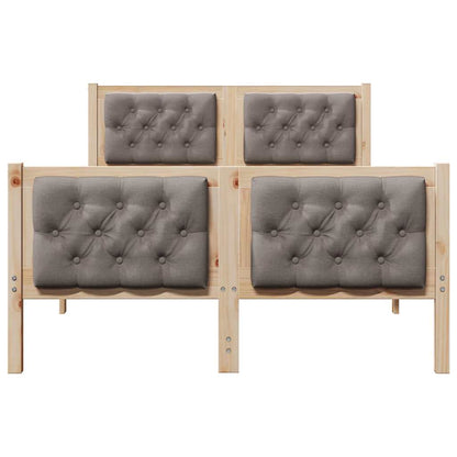 vidaXL Bettrahmen mit Kopfteil Taupe 135 x 190 cm Massives Kiefernholz