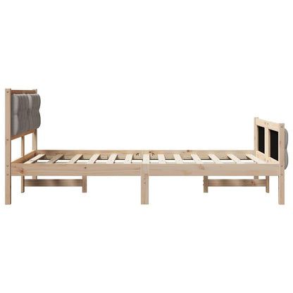 vidaXL Bettrahmen mit Kopfteil Taupe 135 x 190 cm Massives Kiefernholz